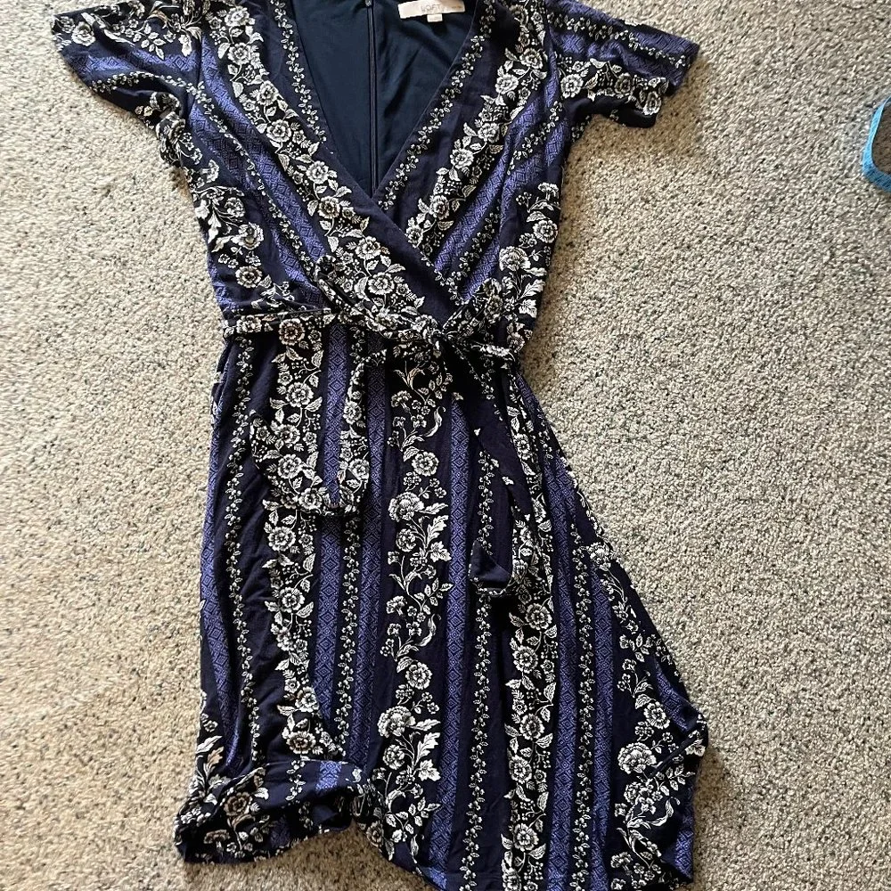 Navy Patterned Loft Dress - Picture 1 of 6